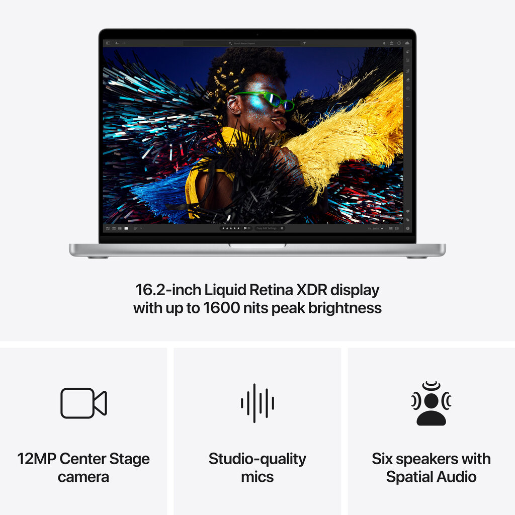 MacBook Pro 16" Apple M4 Max 14C CPU, 32C GPU/36GB/1TB SSD/Silver/INT MX2V3ZE/A hinta ja tiedot | Kannettavat tietokoneet | hobbyhall.fi