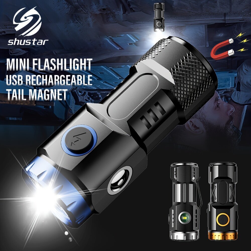 Shustar Mini Käsivalaisin - Erittäin Kirkas LED, USB Ladattava, Magneetti, Ei Vedenpitävä, Paristokäyttöinen hinta ja tiedot | Retkilamput | hobbyhall.fi