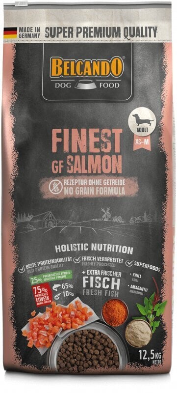 Belcando Finest GF Salmon aikuisille pienten ja keskisuurten rotujen koirille, lohen kanssa 12,5 kg hinta ja tiedot | Koiran kuivaruoka | hobbyhall.fi