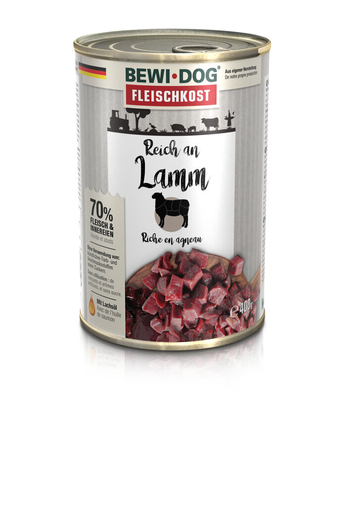 Bewi Dog Rich in Lamb -säilykkeet koirille, karitsan kanssa 400 g × 6 kpl hinta ja tiedot | Koiran märkäruoka | hobbyhall.fi