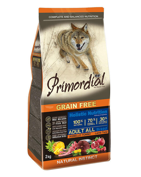 Primordial Grain Free Adult kaikenrotuisille aikuisille koirille, lammasta ja tonnikalaa 12 kg hinta ja tiedot | Koiran kuivaruoka | hobbyhall.fi