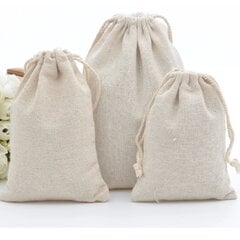 Lahjapussit 9 x 12 cm - puuvillaa - koruille, pukukoruille, koristeille. Väri - luonnollinen. 50 kpl/pakkaus hinta ja tiedot | Lahjapaketointi | hobbyhall.fi