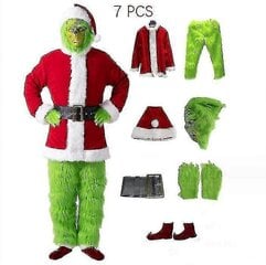 The Grinch Costume Christmas Cosplay Adult Santa Costume Outfits Set + Mask Bt hinta ja tiedot | Naamiaisasut | hobbyhall.fi