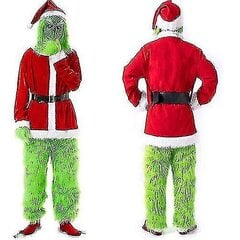 7kpl The Grinch Costume Christmas Cosplay Aikuisten joulupukin pukuasut + maski A hinta ja tiedot | Naamiaisasut | hobbyhall.fi