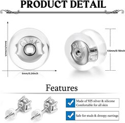 12 kpl 18K korvakorujen selkänastat, silikonikorvakorujen selkäkorvakorut korvakoruihin, ärsyttämättömät hypoallergeeniset korvakorujen selkänojat aikuisille (Whi hinta ja tiedot | Miesten korut | hobbyhall.fi