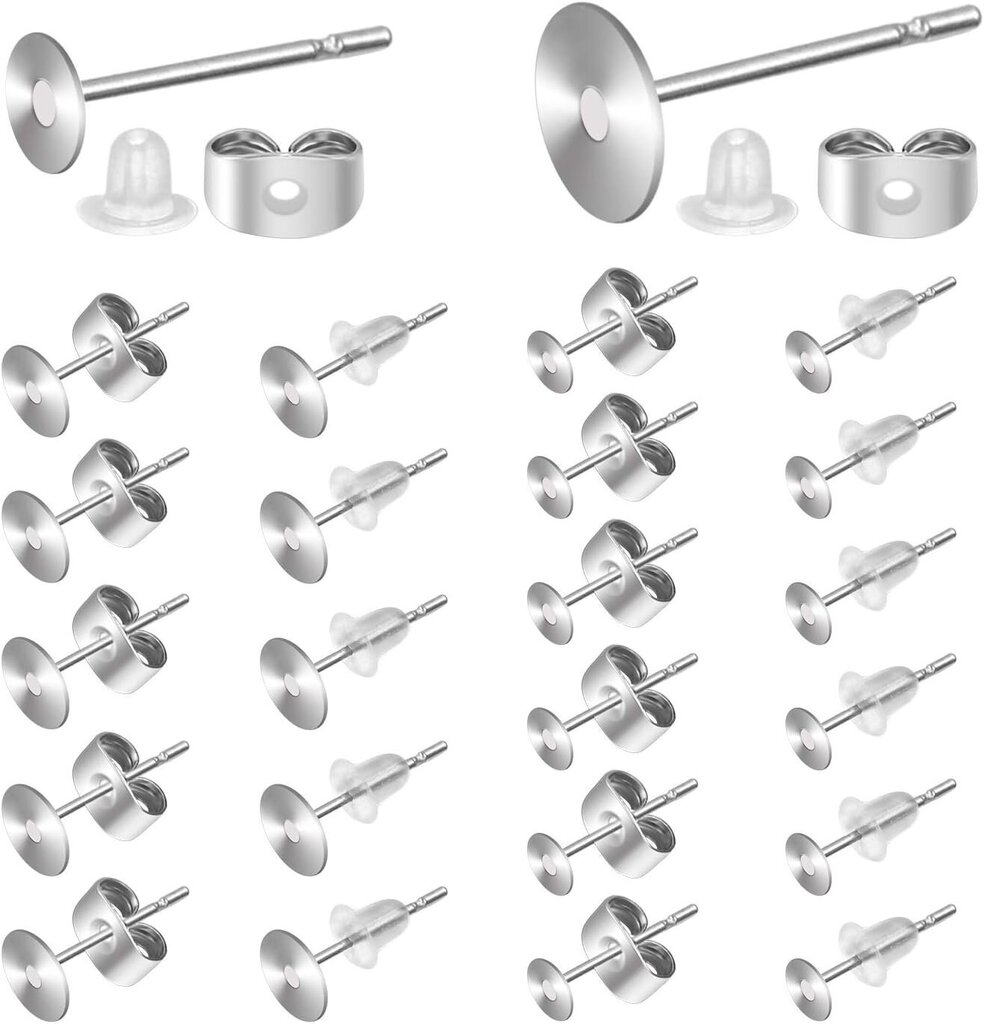 1200 kpl Korvakorutolppia ruostumatonta terästä ja selkä hypoallergeenisilla korvakorutolppailla Perhos- ja kumibullet-korvakorujen selkä- ja takakoruja tee-se-itse-korvakoruihin ja -korvakoruihin hinta ja tiedot | Miesten korut | hobbyhall.fi