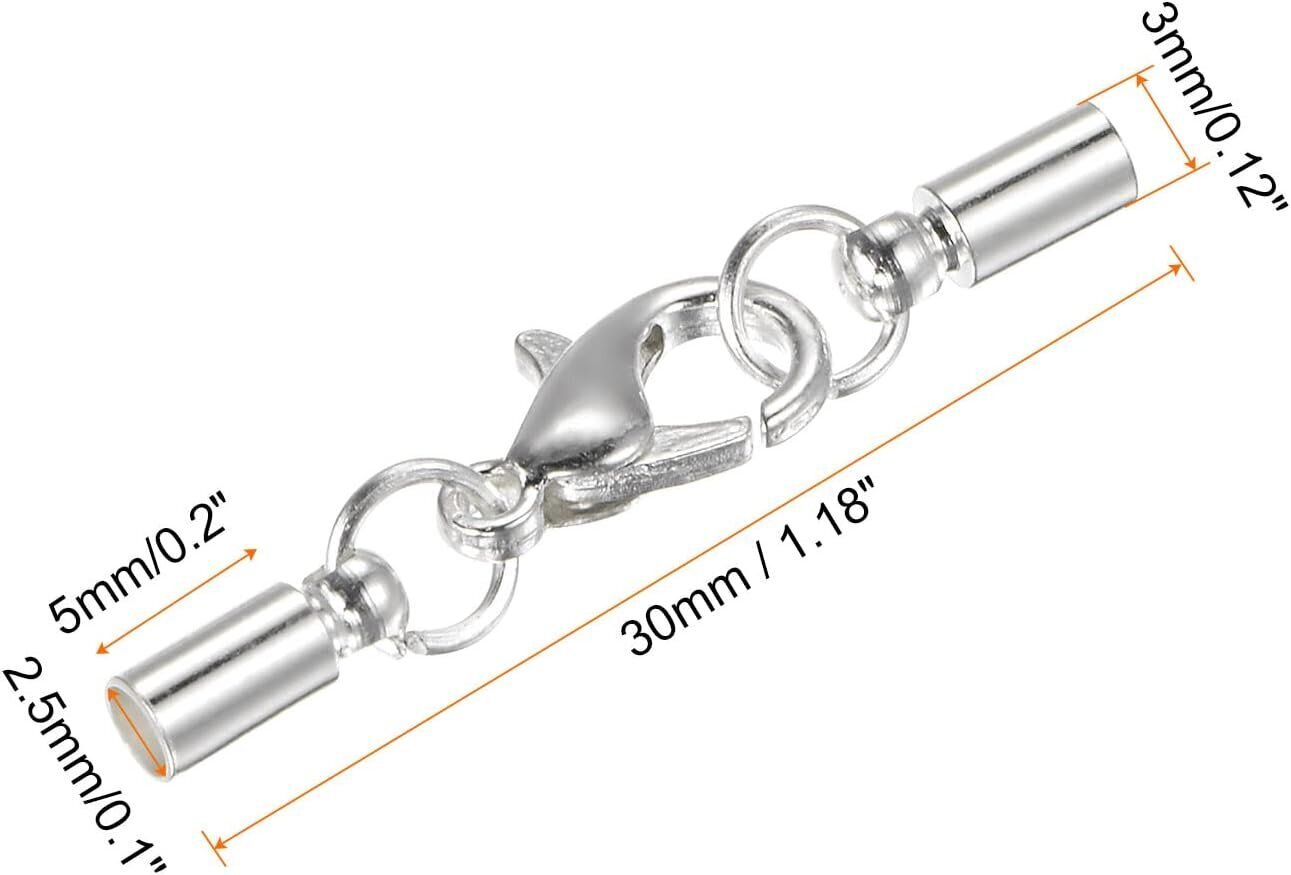 10 kpl johdon päätykorkki 2,5 mm ID Lobster Claw Clasp päätykappaleet tee-se-itse-rannekoruille kaulakoruille, platina platina 2,5 mm hinta ja tiedot | Miesten korut | hobbyhall.fi