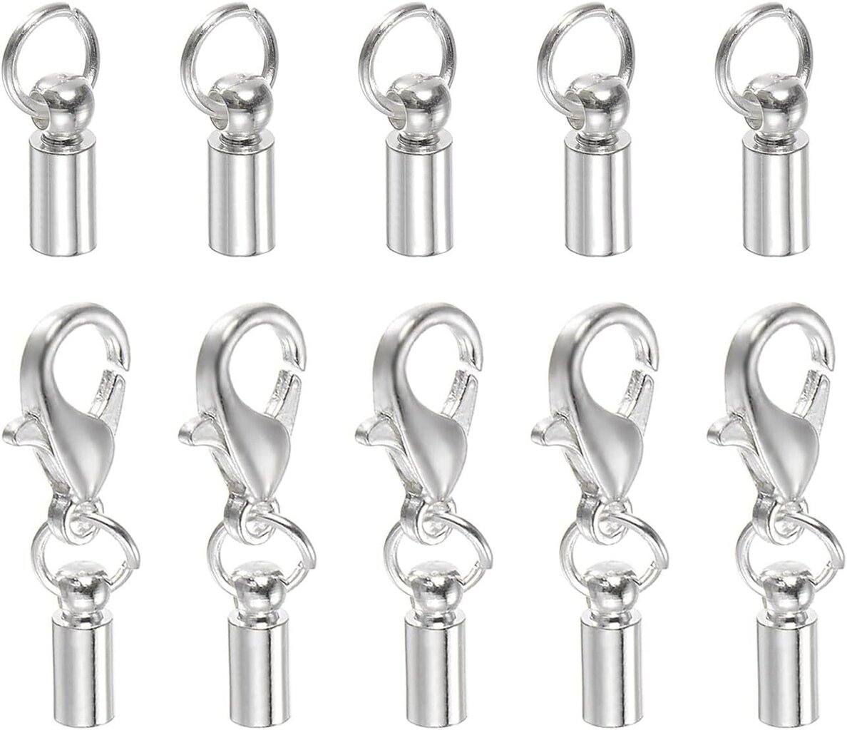 10 kpl johdon päätykorkki 2,5 mm ID Lobster Claw Clasp päätykappaleet tee-se-itse-rannekoruille kaulakoruille, platina platina 2,5 mm hinta ja tiedot | Miesten korut | hobbyhall.fi