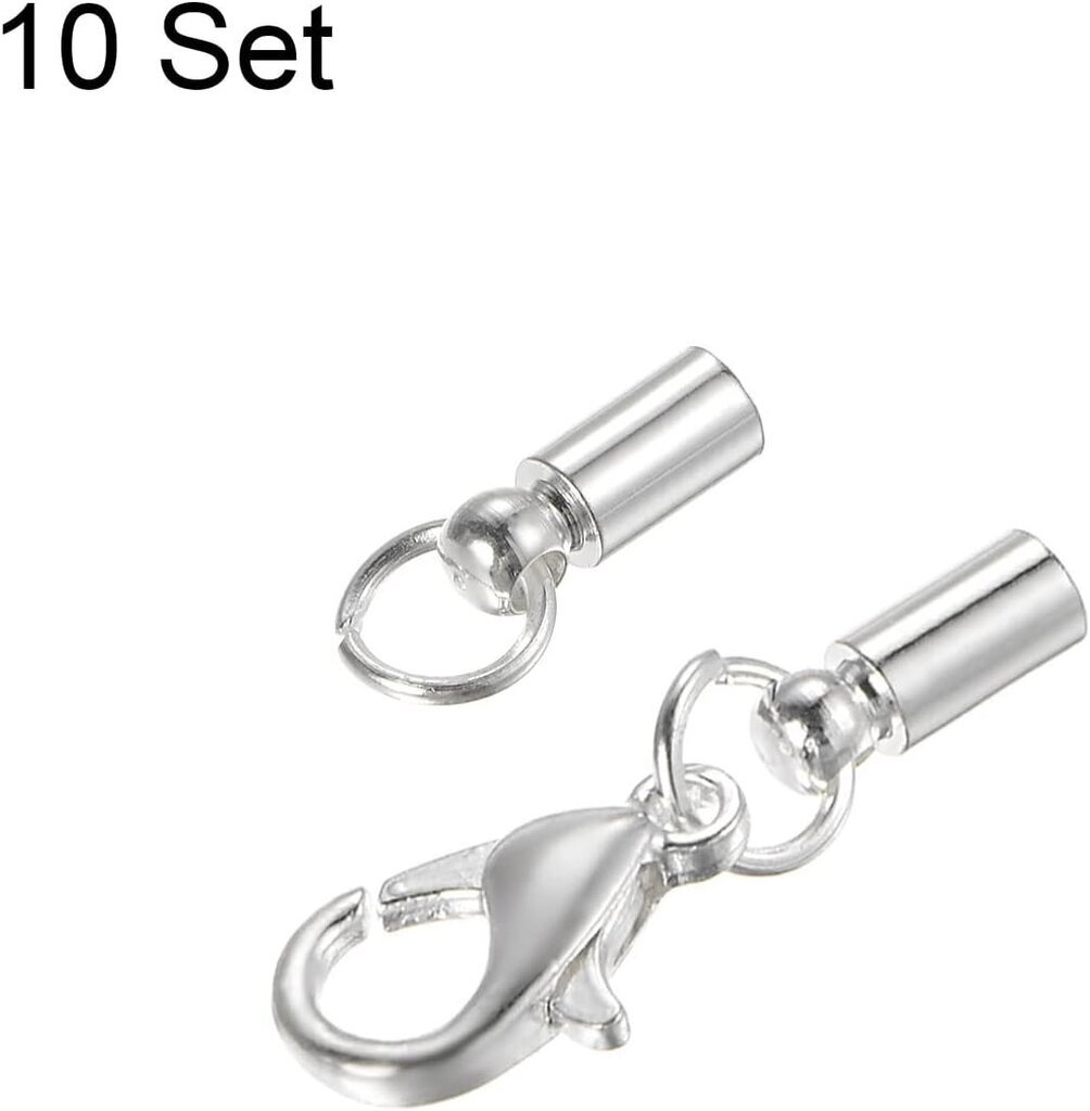 10 kpl johdon päätykorkki 2,5 mm ID Lobster Claw Clasp päätykappaleet tee-se-itse-rannekoruille kaulakoruille, platina platina 2,5 mm hinta ja tiedot | Miesten korut | hobbyhall.fi