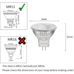 Halogeenilamput MR11, 20W 12V MR11 GU4, lämmin valkoinen, 6 kpl hinta ja tiedot | Lamput | hobbyhall.fi