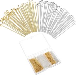 600 kpl Tasapäiset nastat Silmäpinnit korujen tekemiseen 2 tuuman suoran pään neulat Kultahiikalekorujen valmistukseen Pin Ball Headpins Löydöt Craft Earrinille hinta ja tiedot | Miesten korut | hobbyhall.fi