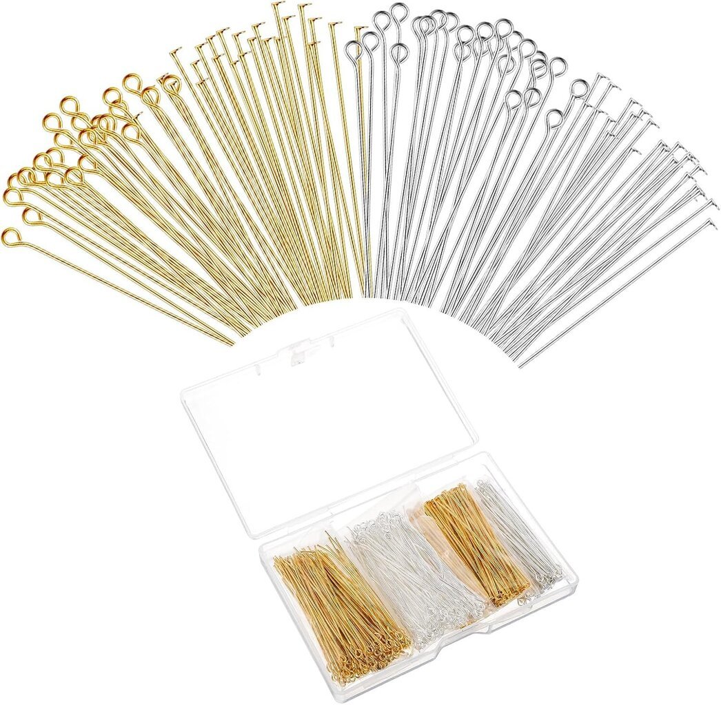 600 kpl Tasapäiset nastat Silmäpinnit korujen tekemiseen 2 tuuman suoran pään neulat Kultahiikalekorujen valmistukseen Pin Ball Headpins Löydöt Craft Earrinille hinta ja tiedot | Miesten korut | hobbyhall.fi