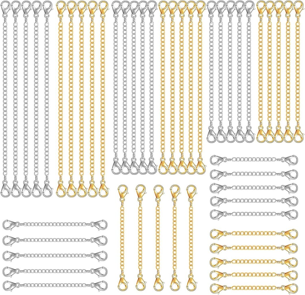 30 kpl ketjunjatkajat kaulakoruihin, kaulakorun jatkot naisille tytöille rannekorun nilkkakorujen jatkeet ruostumattomasta teräksestä korujen valmistukseen 2 tuumaa hinta ja tiedot | Miesten korut | hobbyhall.fi