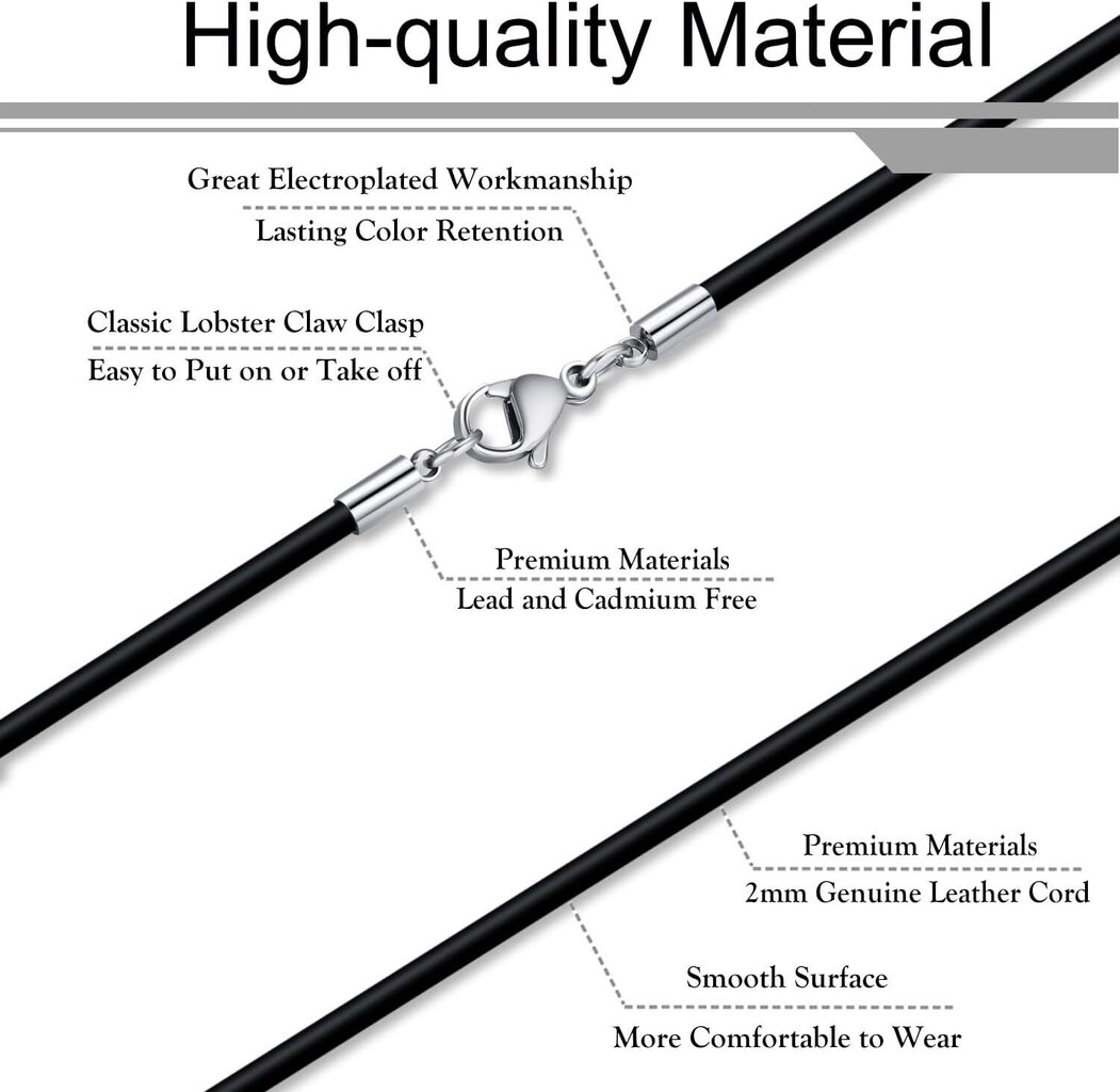 Musta aito nahkanauhakaulakoru - 2,0 mm köysiketjukaulakoru (5kpl/pakkaus) Paras tee-se-itse-korujen valmistukseen hinta ja tiedot | Miesten korut | hobbyhall.fi