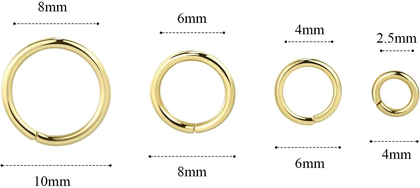 14k kullatut hyppysormukset 900 kpl 4/6/8/10 mm kultaiset hyppysormukset vahvat kultaiset avoimet hyppysormukset irtotavarana kaulakorulle rannekoru korvakoru korujen tekeminen kultaa hinta ja tiedot | Miesten korut | hobbyhall.fi