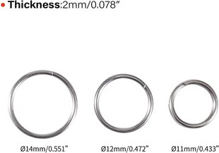 Titaanisia halkaistuja avaimenperärenkaita 18 kpl, 3 kokoisia pieniä avainrenkaita askarteluun, jaetut avaimenperät kotiautoon Toimistoavaimet Kiinnityslukko Suljettu Jump Key hinta ja tiedot | Miesten korut | hobbyhall.fi
