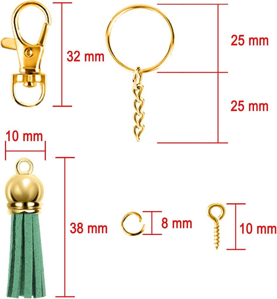 350 kpl avaimenperät tupsusarja 50 kpl avaimenperätupsuja 50 kpl avaimenperäkoukkuja 50 kpl avaimenperärenkaita 100 kpl hyppyrengasta ja 100 kpl ruuvisilmukkatappeja hinta ja tiedot | Miesten korut | hobbyhall.fi