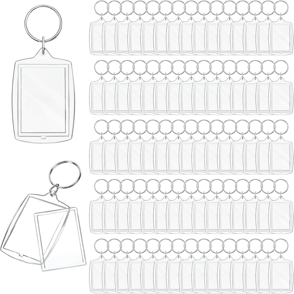 100 kpl kirkas akryylivalokuvakehys avaimenperä Photo Ins avaimenperät Tyhjä suorakulmio DIY avaimenperä Kuvakehys avaimenperä ja halkaistu rengas Puku 1,3 x 1,8 hinta ja tiedot | Miesten korut | hobbyhall.fi