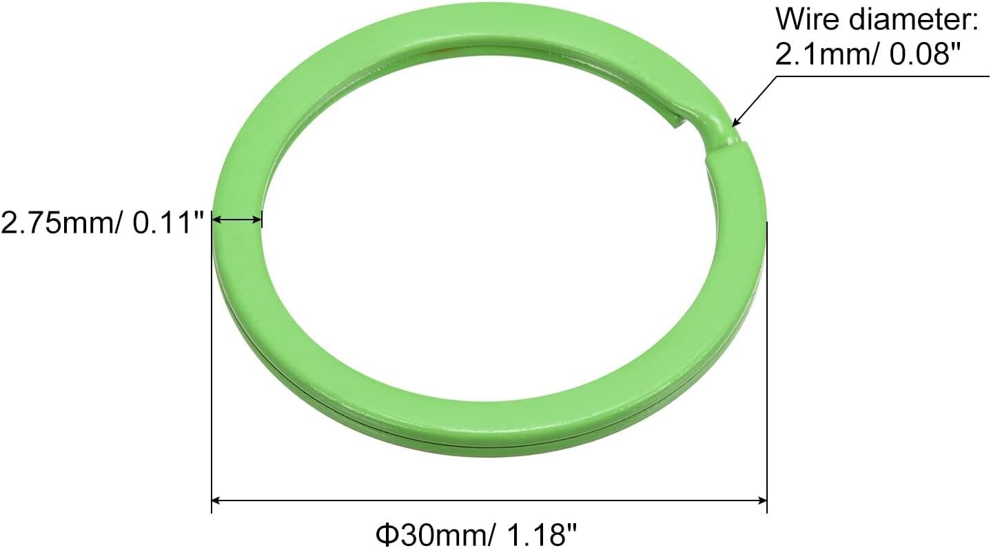 Jaetut avaimenperärenkaat, 30 mm/1,2 tuuman pyöreä litteä avainpidike avainten järjestämiseen, koristeluun, hiiliteräs, vihreä, 24 kpl vihreää hinta ja tiedot | Koristeet ja tarrat | hobbyhall.fi