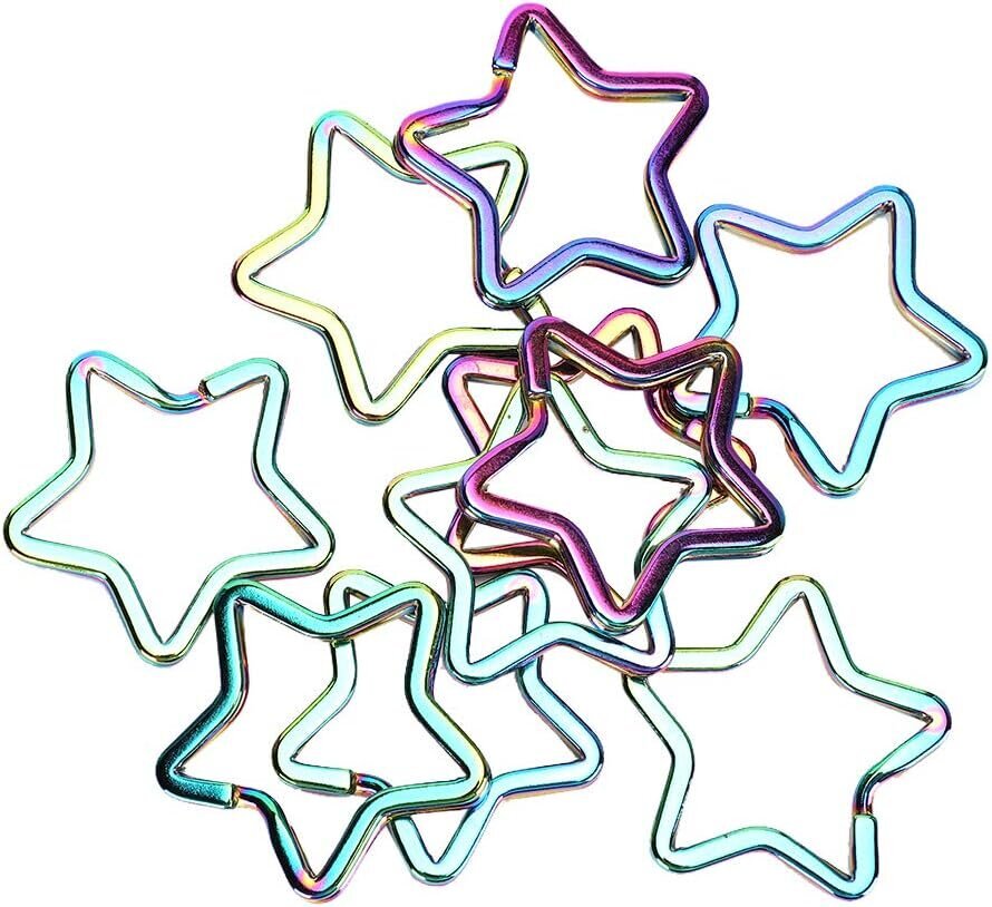 Metallinen tähden muotoinen halkaistu sormus, 10 kpl Metallinen avaimenperä Tähti Avaimenperä Tee-se-itse-avaimenperät Litteät avaimenperärenkaat Avaimenperä Avaimenperä Rainbow Avaimenperä koruille Makin hinta ja tiedot | Miesten korut | hobbyhall.fi