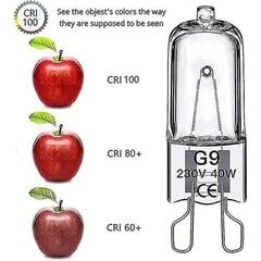 G9 halogeenipolttimot 40w, välkkymätön, himmennettävä, 600lm, 2800k, G9 kapselilamppu, 10 kpl hinta ja tiedot | Tuuletinvalaisimet | hobbyhall.fi