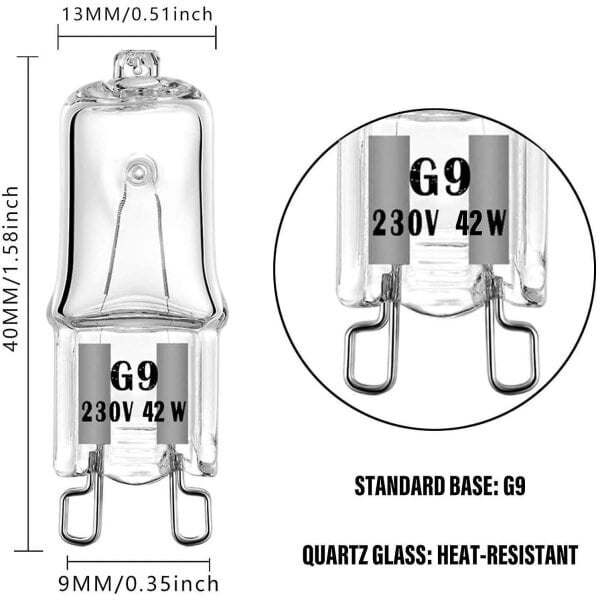 10 kpl G9 28w/40w himmennettäviä 370 lumenin C-halogeenilamppuja hinta ja tiedot | Tuuletinvalaisimet | hobbyhall.fi