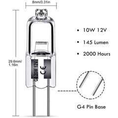 G4 halogeenilamput 10W 12V - Lämmin valkoinen - 10 kpl 10W 10W 10 kpl 10W hinta ja tiedot | Tuuletinvalaisimet | hobbyhall.fi