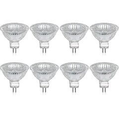 Pakkauksessa 8 halogeenilamppua Gu5.3 Mr16 35w 12v himmennettävä - Lämmin valkoinen 2800k, 400 lumenia, lasikansi hinta ja tiedot | Tuuletinvalaisimet | hobbyhall.fi