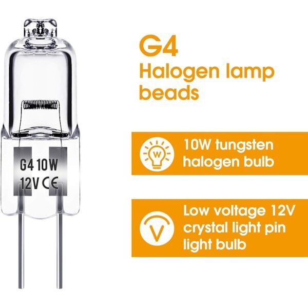 G4 halogeenilamput 10W 12V - Lämmin valkoinen - 20 kpl 10W 10W Y 10W 20kpl hinta ja tiedot | Tuuletinvalaisimet | hobbyhall.fi