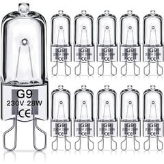 G9 halogeenilamput 28W, 230V, 10 kpl hinta ja tiedot | Tuuletinvalaisimet | hobbyhall.fi