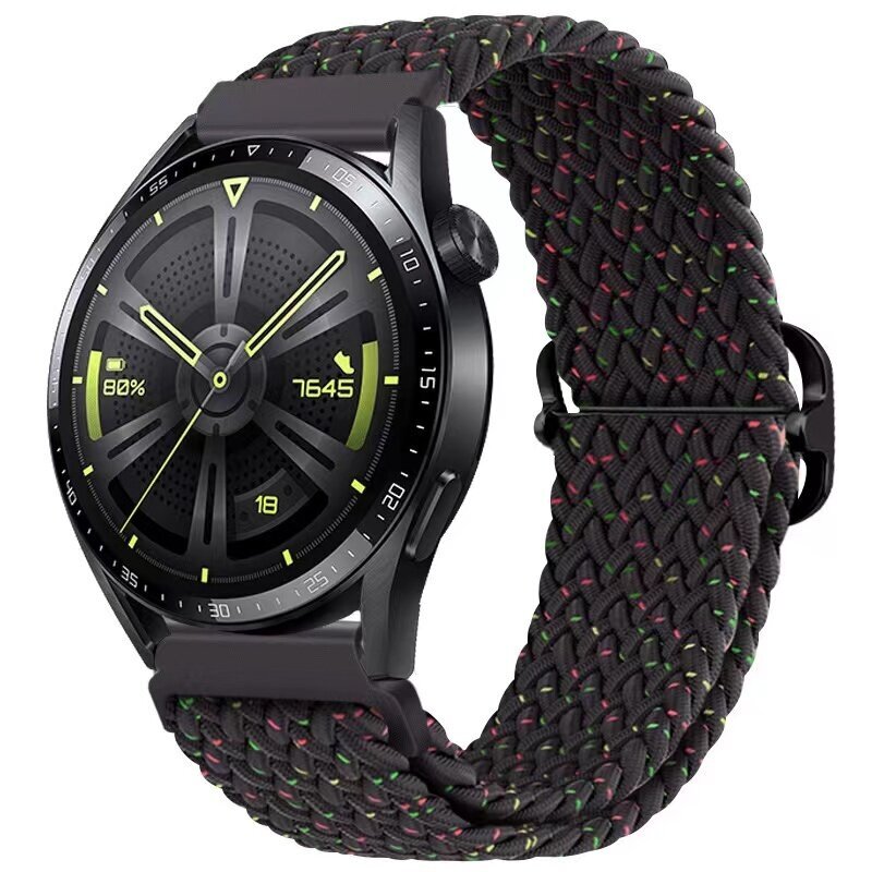 (Huawei Watch 46mmStar musta)Nylon punottu lenkkihihna Samsung Watch 3/4 Active 2 Huawei Watch 3/GT Rannekoru Ranneke Amazfit GTR/Stratos Belt| hinta ja tiedot | Älykellojen ja aktiivisuusrannekkeiden lisätarvikkeet | hobbyhall.fi