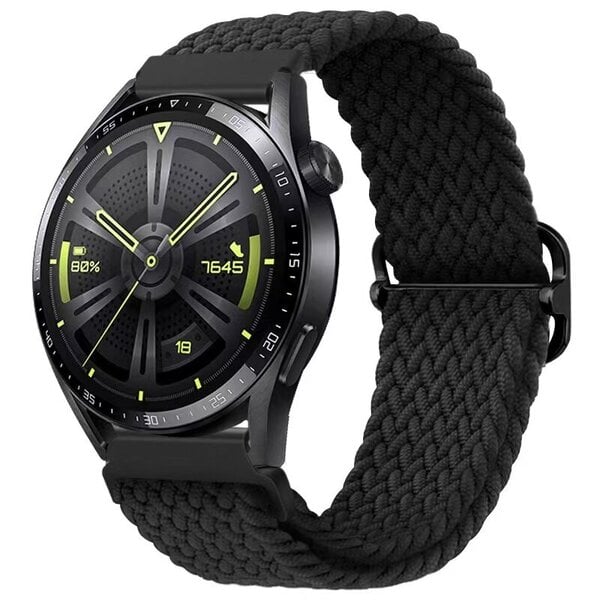 (Huawei Watch 46mmBlack)Nylon punottu lenkkihihna Samsung Watch 3/4 Active 2 Huawei Watch 3/GT Rannekoru Ranneke Amazfit GTR/Stratos Belt|