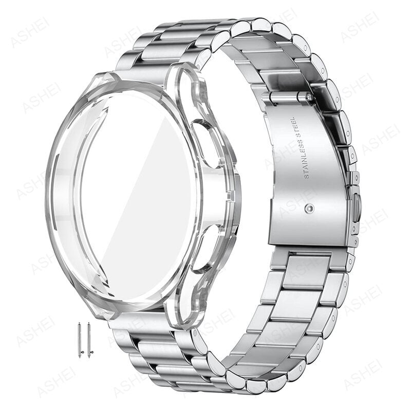 (kello 4 classic 42mm kirkas hopeasetti)Samsung Galaxy Watch 4 5 44mm 40mm ranneke + kotelo Galaxy Watch 4 Classic 46mm 42mm 5 Pro 45mm hihna Tpu-kotelo - kellon rannekkeet hinta ja tiedot | Älykellojen ja aktiivisuusrannekkeiden lisätarvikkeet | hobbyhall.fi