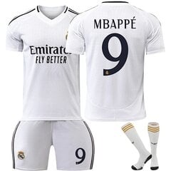 24-25 Real Madrid Mbappe 9 Kotijalkapallopaidat Uusi kausi Uusimmat jalkapallopaidat aikuisille ja lapsille Jalkapallolapset 26 (140-150 cm) hinta ja tiedot | Jalkapallovaatteet ja -varusteet | hobbyhall.fi