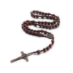 Katolinen risti Rosary kaulakoru, luonnonpuusta rukoushelmet risti Tummanruskea hinta ja tiedot | Kaulakorut | hobbyhall.fi