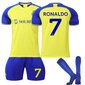 Al Nassr Ronaldo #7 Kotipaita 2022/23 3-osainen lasten aikuisten jalkapallopaita, zy 24 (130-140cm) hinta ja tiedot | Jalkapallovaatteet ja -varusteet | hobbyhall.fi