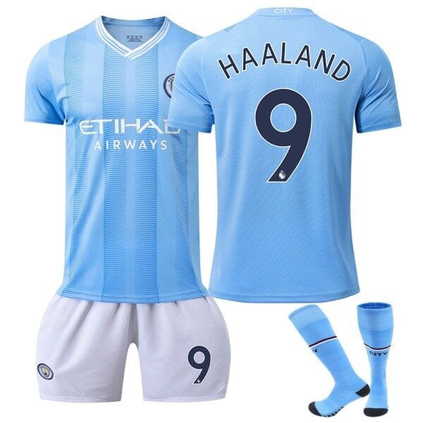 Jalkapallopaita lapsille Manchester City nro 9 Haaland, 120-130cm hinta ja tiedot | Jalkapallovaatteet ja -varusteet | hobbyhall.fi