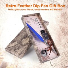 Klassinen Retro Fountain Pen Feather Dip Pen kirjoituskynä lahjarasia jouluksi Ystävänpäivänsininen hinta ja tiedot | Kannettavien tietokoneiden lisätarvikkeet | hobbyhall.fi