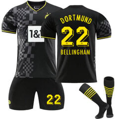 23.22. Uusi Borussia Dortmund Away Soccer Kits Jalkapallopuvut Bellingham 22 L hinta ja tiedot | Jalkapallovaatteet ja -varusteet | hobbyhall.fi