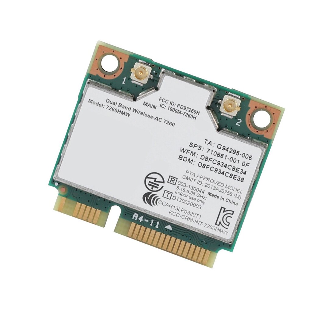 Intel 7260AC Universal Wireless Card 867M Bluetooth 4.0 -verkkokortille hinta ja tiedot | Kannettavien tietokoneiden lisätarvikkeet | hobbyhall.fi