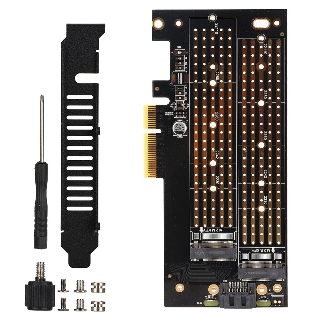 PCIE - M.2 SATA+NVME Dual Disk -laajennuskortti 2230 2242 2260 2280 22110 -kokoiselle M.2 SSD-levylle hinta ja tiedot | Kannettavien tietokoneiden lisätarvikkeet | hobbyhall.fi