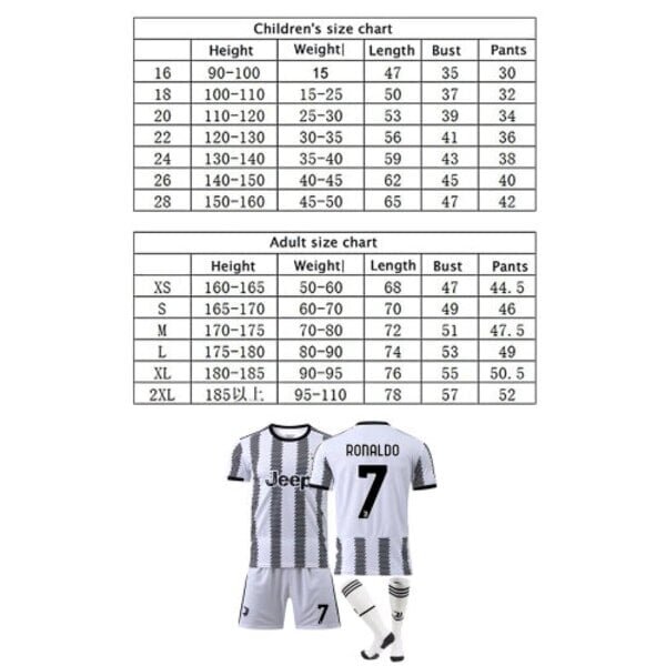 22-23 Juventus Ronaldo #7 Juv Adult/Kids Soccer Kit 24 hinta ja tiedot | Jalkapallovaatteet ja -varusteet | hobbyhall.fi