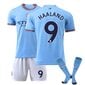 Manchester City 2022/23 Home Haaland No.9 Jalkapallopaita 3-osainen sarja lapsille aikuisille zV vY 22(120130CM) hinta ja tiedot | Jalkapallovaatteet ja -varusteet | hobbyhall.fi