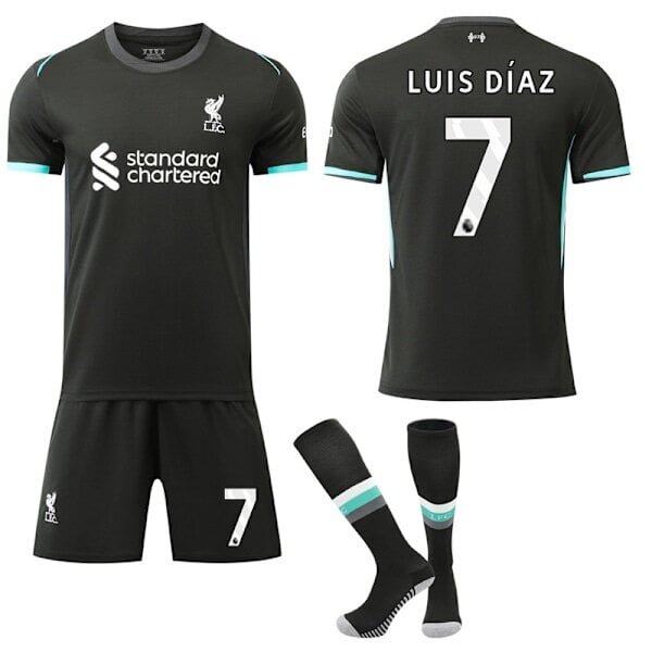 24-25 Liverpool Away Kids Adult Football Shirt Kit No.7 LUIS DIAZ XS hinta ja tiedot | Jalkapallovaatteet ja -varusteet | hobbyhall.fi