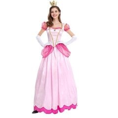 Naisten Super Mario Peach Cosplay -asu vaaleanpunainen prinsessamekko + hanskat + päähineasut Carnival Party M hinta ja tiedot | Naamiaisasut | hobbyhall.fi