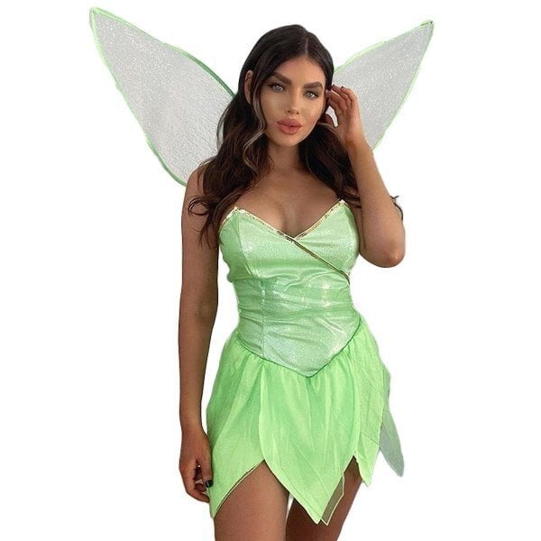 Naisten Elves Tinker Bell -asumekko Green Elves Cosplay -mekko, jossa on vihreät siivet, vihreä S hinta ja tiedot | Naamiaisasut | hobbyhall.fi