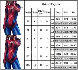 Naisten Spiderman Bodysuit Halloween Superhero Cosplay puku Catsuit Stretch Jumpsuit Romper Party Fancy Dress hinta ja tiedot | Naamiaisasut | hobbyhall.fi