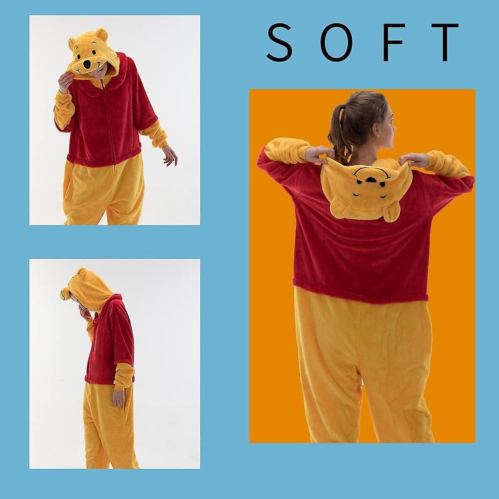 Cosusket Snug Fit Unisex aikuisten onesie pyjama-Pooh-Pyjama-Pooh hinta ja tiedot | Naamiaisasut | hobbyhall.fi