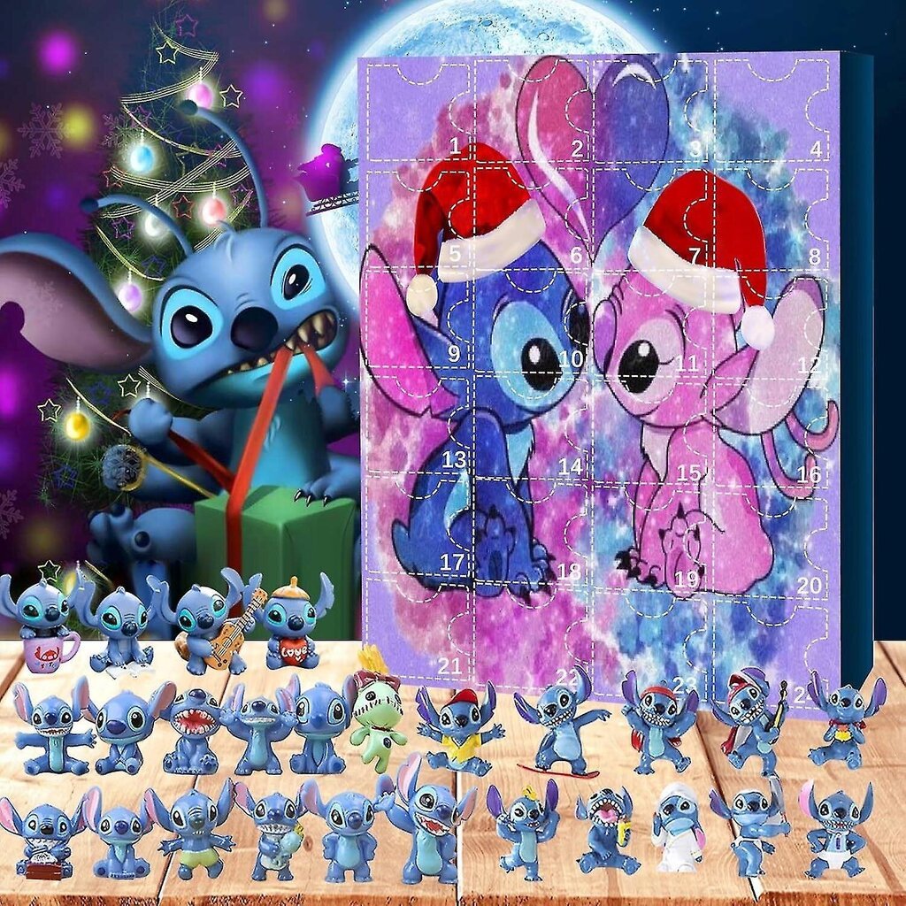 Lilo & Stitch sarjakuvahahmot joulun adventtikalenteri 24kpl sarjakuvaleluja koriste lähtölaskenta kalenteri-HZ2（C） hinta ja tiedot | Joulukoristeet | hobbyhall.fi