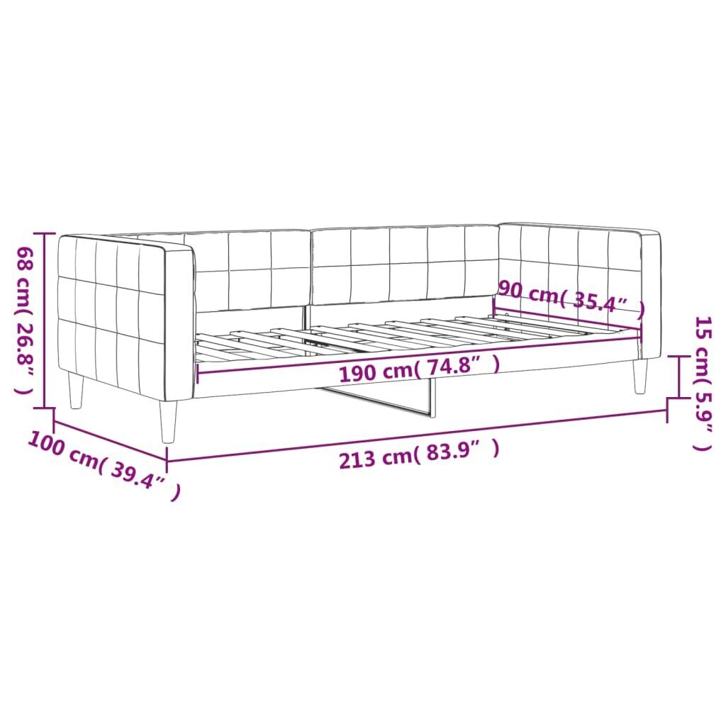 Vuodesohva vidaXL, 90x190 cm, harmaa hinta ja tiedot | Sängyt | hobbyhall.fi